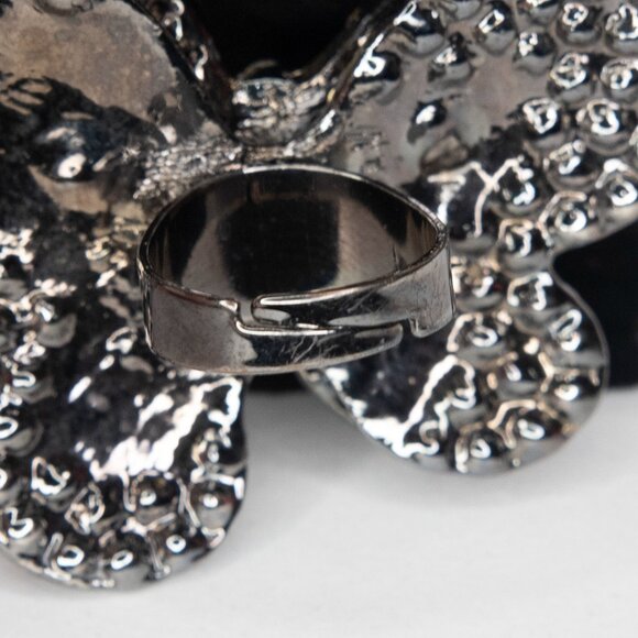 Fashion Rhinestone Butterfly Ring Size 6.25 Adjustable Band - Picture 11 of 16